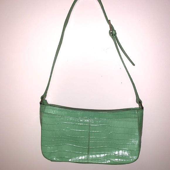 Vintage green leather shoulder bag - Picture 3 of 4